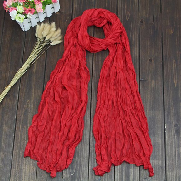 Lightweight Summer Scarf Wrap Sheer Cotton Linen Bright Cherry Red SALE 2 FOR 15 - Picture 1 of 1